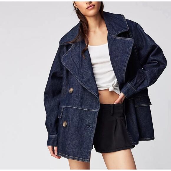 Free People Tops - $248 Free People Denim Pea Coat Size S
